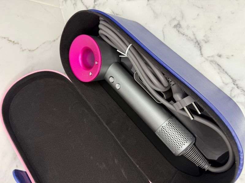 Фен з кейсом Leafless Hair Dryer для волосся Supersonic Premium Nickel/Fuchsia Сіро-рожевий Id_048 фото